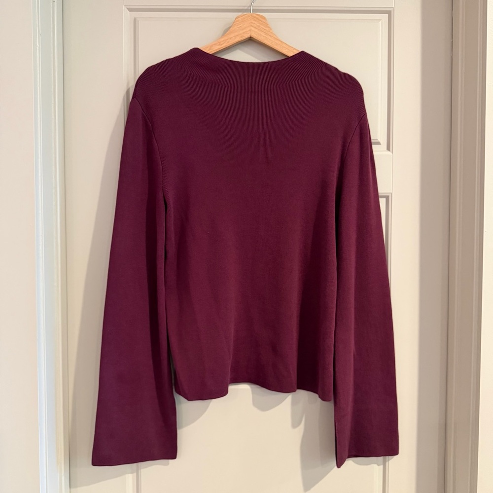 Halogen Plum High Neck Bell Sleeve‎ Knit Top Size Medium